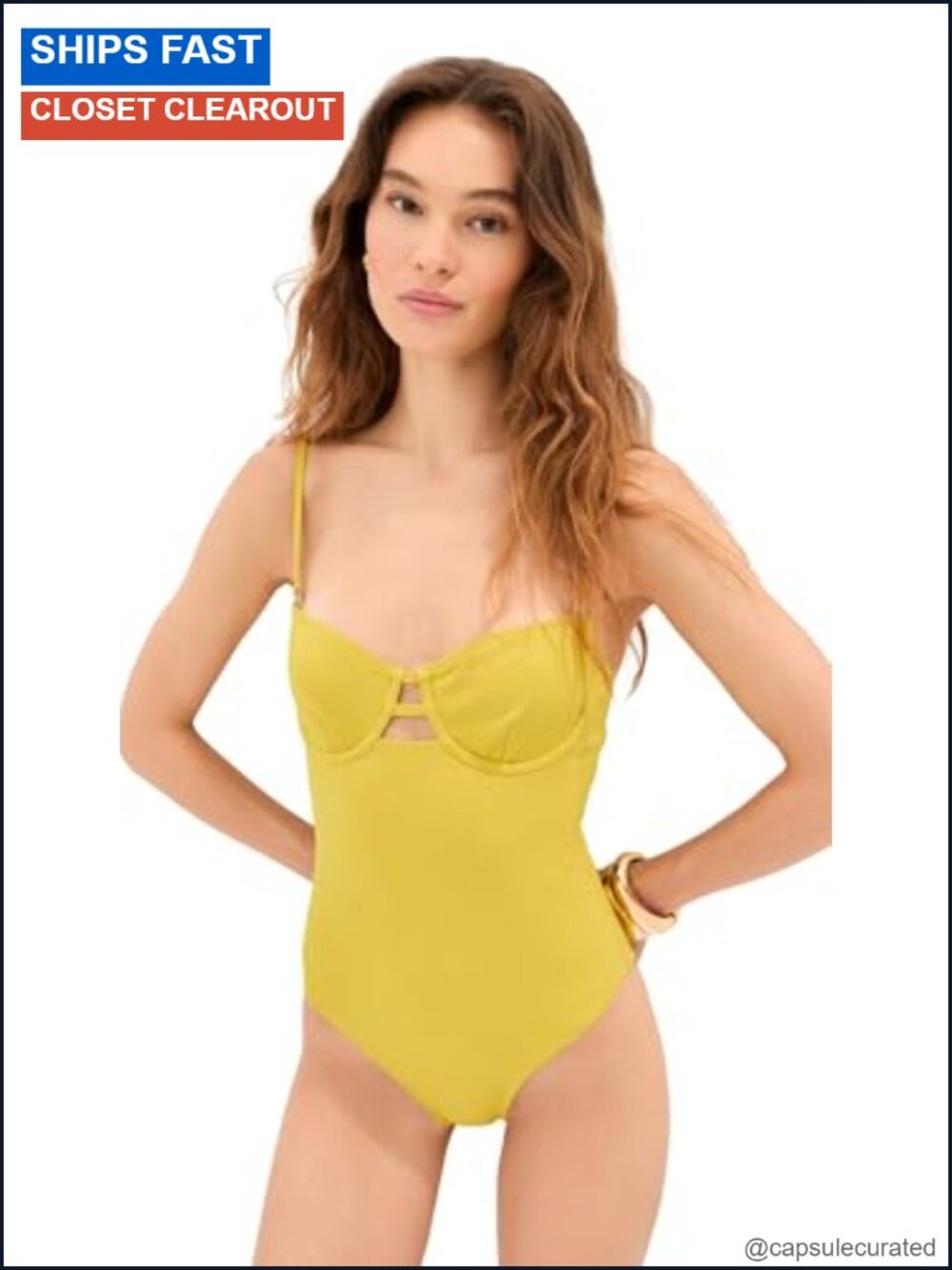Ribbed Underwire One Piece Swimsuit Cutout Moderate Coverage